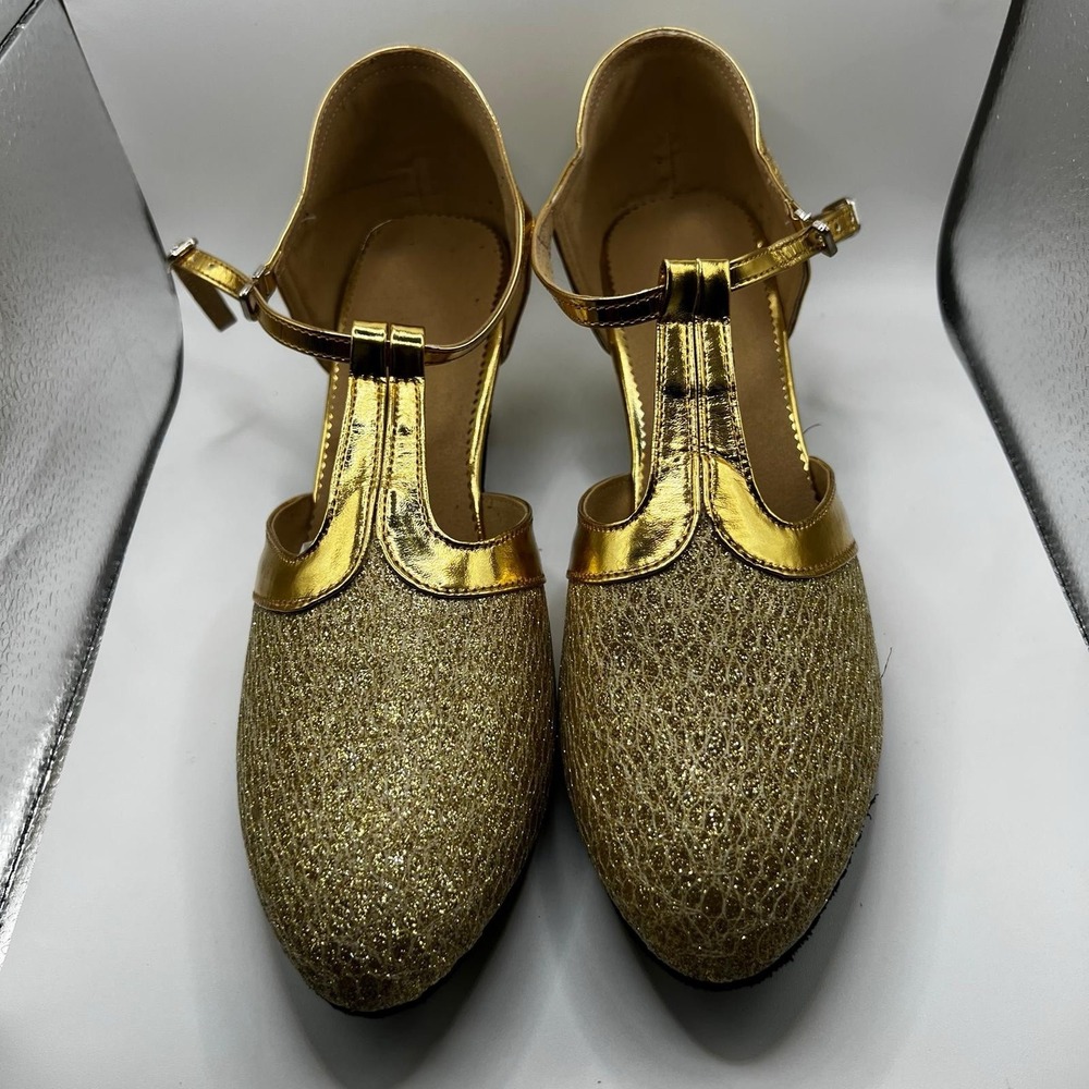 NEW Dance And Sway Women's Size 9 Gold Shoes Heel 2.1"